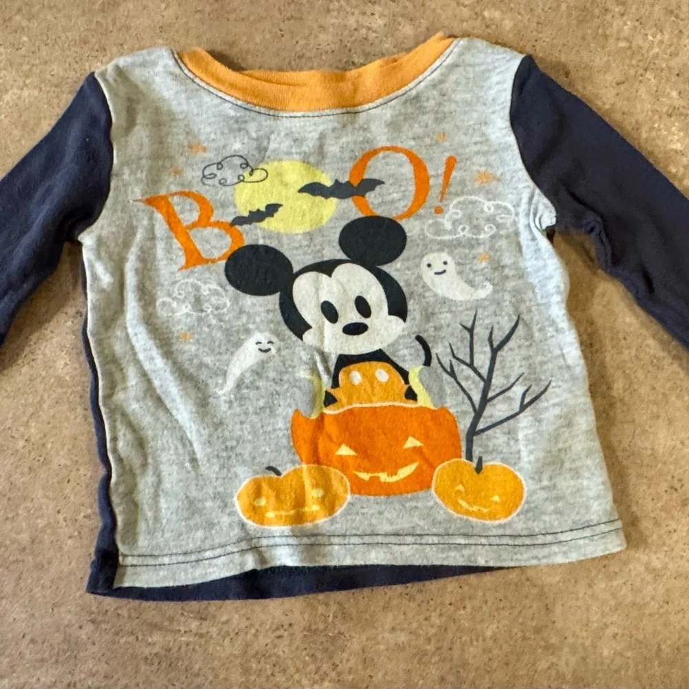 Disney - Mickey Mouse 2 Piece Halloween Pajama Set - Gray and Orange, Size24M